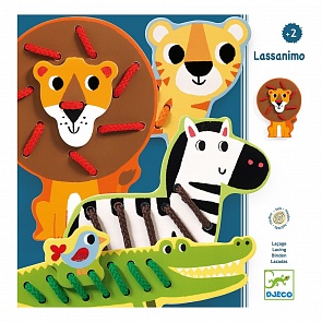 Деревянная шнуровка - Дикие животные, 4 фигурки (Djeco, 01683/18k)